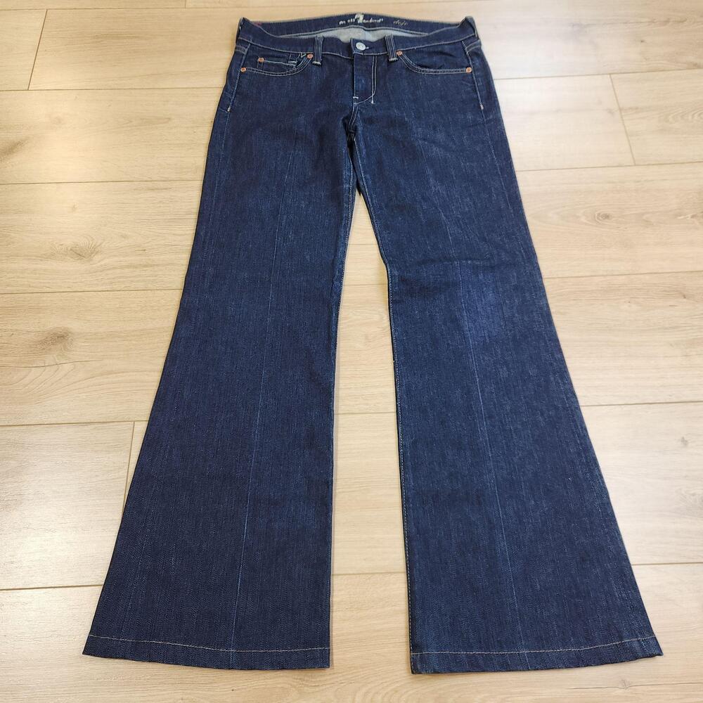 7 For All Mankind Dojo Jeans Womens 29x31 Dark Wash Blue Wide Leg Stretch Denim